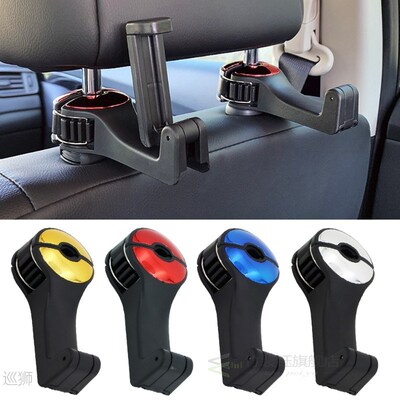 Hanger hook with phone holder on car front seat headrest, ha