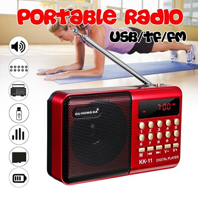 Mini Portable Radio Handheld Digital FM USB TF MP3 Player Sp