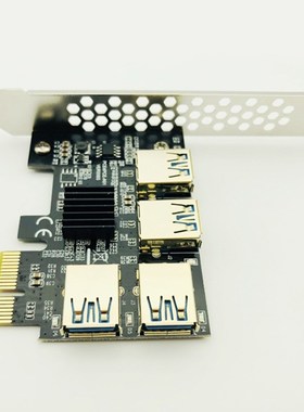 New 4 Ports PCIe Riser Adapter Board PCI-E 1x to 4 USB 3.0 P
