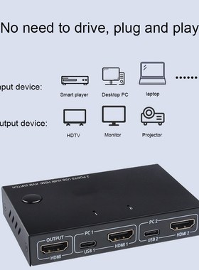 HDMI KVM Switch 2 Port 4K SB Switch KVM VGA Switcher Splitte