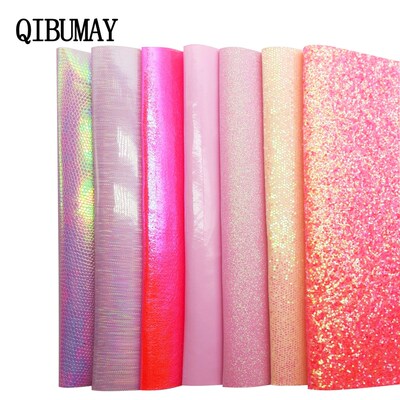 QIBU Pink Chunky Glitter Faux Leather Sheets Multi Materials