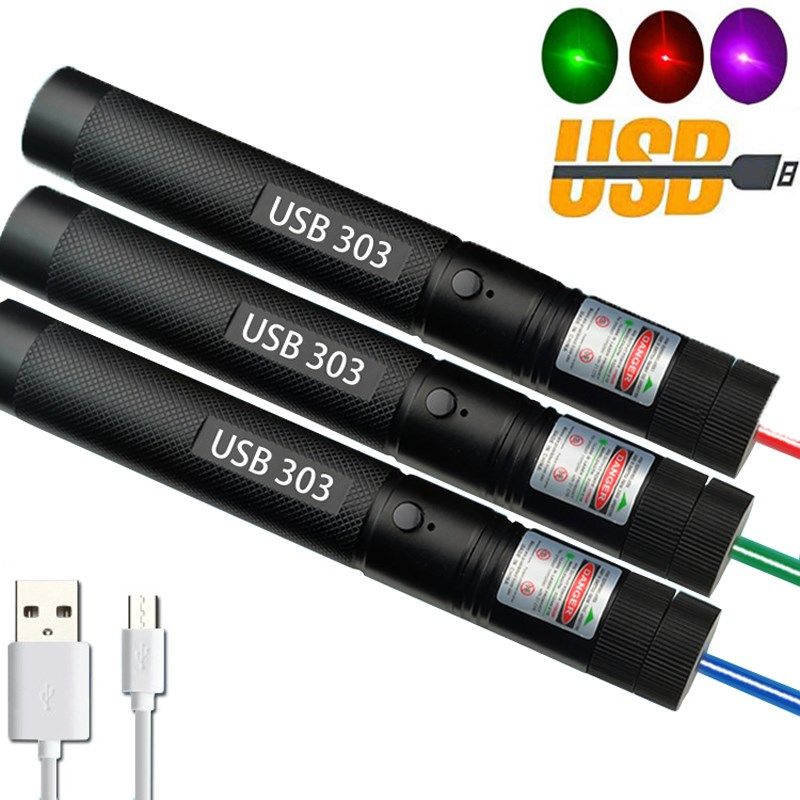 Laser Pointer USB Charging 303 High Power 5 MW red purple Do