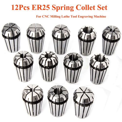 12PCS ER25 Collet ool Precision Spring Collet Set Diameter 1