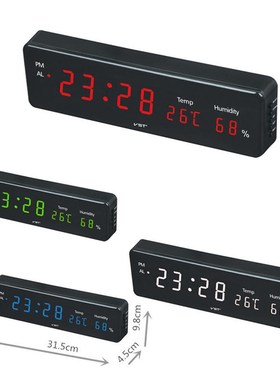 Electronic LED Digital Wall Clock with Temperature Humidity
