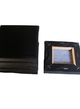 6pcs Mini Stretched Artists Black Canvas Small Art Board Acr