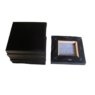6pcs Mini Stretched Artists Black Canvas Small Art Board Acr