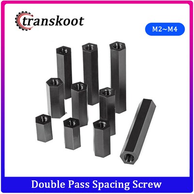 50Pcs M2 M2.5 M3 M4 Black Hex Nylon Standoff Spacer Column F