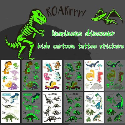 Luminous Dinosaur Kids Tattoo Stickers Cartoon Fun Glowing