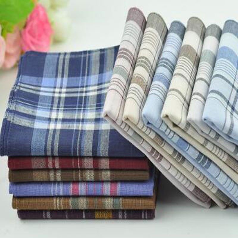 10pcs/lot 38*38cm soft cotton handkerchief classic check str