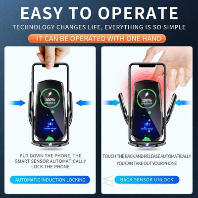 Car Wireless Charger 15W Qi Induction Automatic Clamping Air