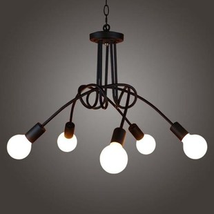 Des Restaurant Spiral Iron Way Heads Chandelier Black