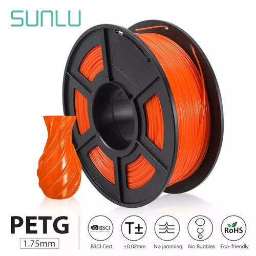 SUNLU 1.75mm PETG Orange 3D Printer Filament Dimensional Ac
