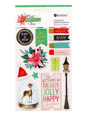 CRZCrafter Chipboard Stickers Foil Christmas Design For Scr