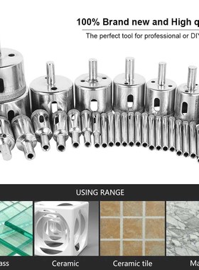30 Pcs Diamond Coated Drill Bit Set Glass Hole opener Tile M