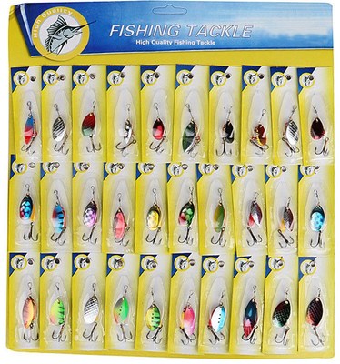 Lot 30pcs Set fishing lure bait metal spoon spinnerbait tack