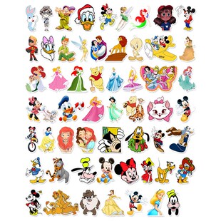 Disney 56pcs Princess Mickey Minnie Cartoon Stickers Skateb