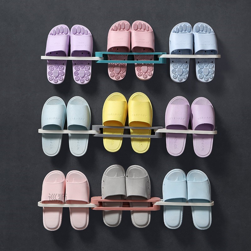 Foldable no hole bathroom slipper rack wall mounted toilet s