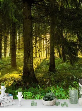Custom Size Mural Wallpaper Bed Room Tree Green est Sunlight