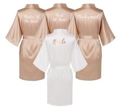 Satin Silk Robes Plus Size Wedding BathRobe Bride Bridesmaid