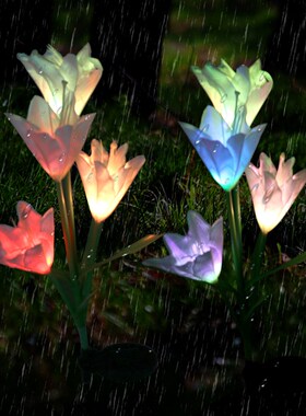 2pcs/Pack Lily Flower Solar Light Outdoor Colorful Garden De
