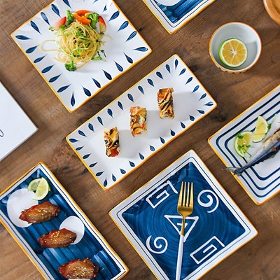 Japanese-style Plate Sushi Dish Ceramic Square Dish Microwav