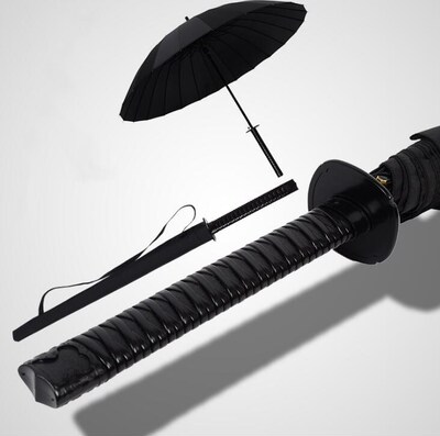 8/16/24K Big Black Creative Samurai Sword Umbrella Waterproo