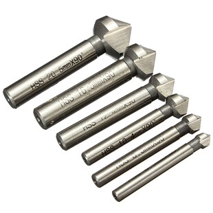 6Pcs Three edge chamfering 90° HSS Chamfer Cutter End Mill