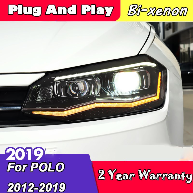 VW POLO Headlight 2012-2019 Year With DRL Front Lamp Assembl