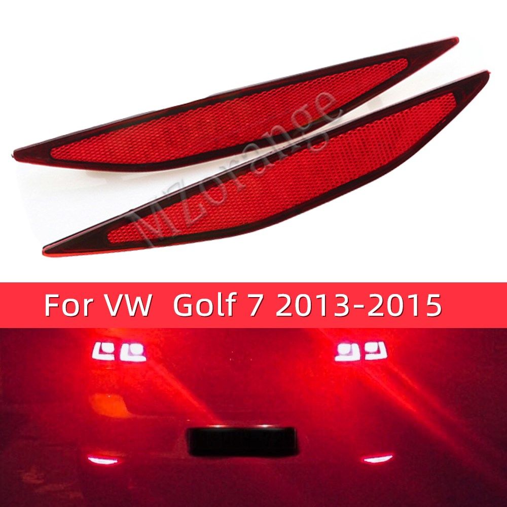2 PCS LED Red Lens Rear Bumper Reflector Brake Parking Light