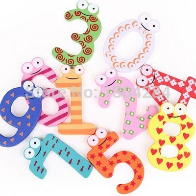 Hot Sale 10 Wooden Number Fridge Magnets 0-9 Lovely Toy Set