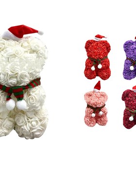 25cm Cute Rose Bear Toy Made of PE Rose Artificial Rose Bear