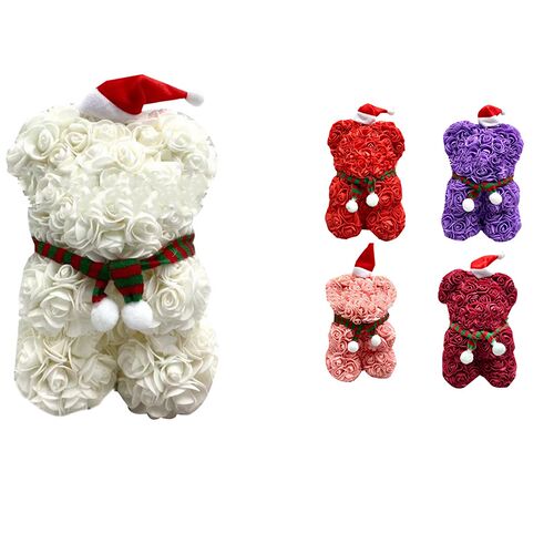 25cm Cute Rose Bear Toy Made of PE Rose Artificial Rose Bear