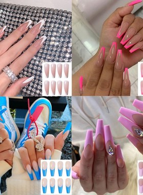 24pcs/set DIY Full Cover False Nail Tips Coffin Fake Nails