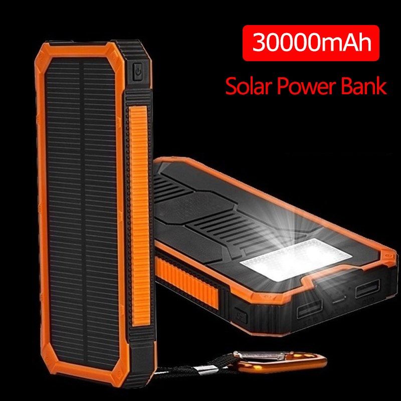 huge capacity solar power bank 30000mah dual-sb waterproof s