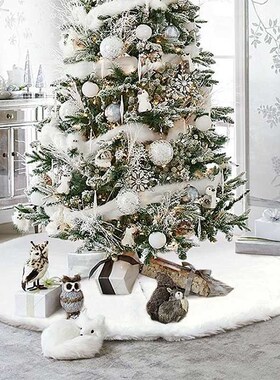 2020 Christmas ree Skirt Large White Luxury Faux Fur Snowfla
