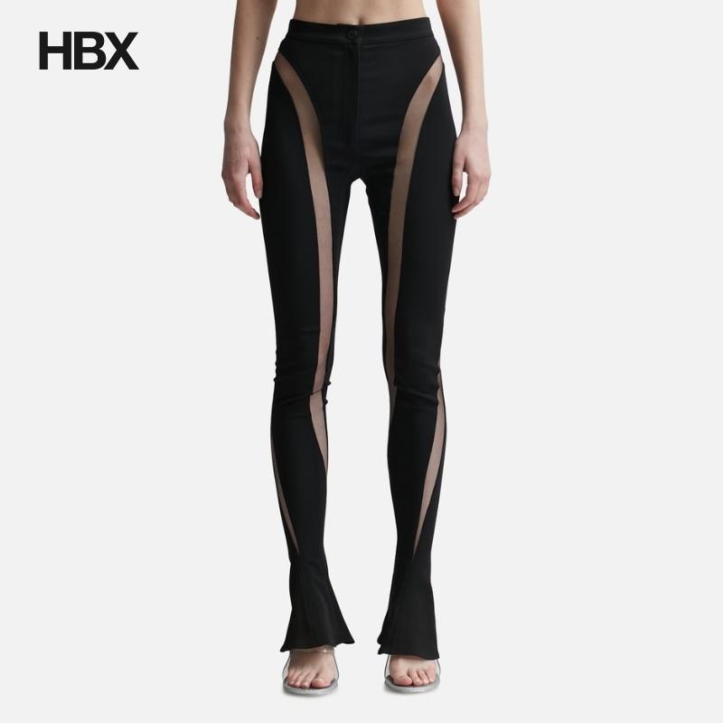 MUGLER Sheer Black Illusion Pants 紧身裤女HBX