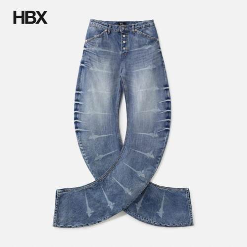 THUG CLUB Laser Washed Parkour Denim Pants 牛仔裤男HBX