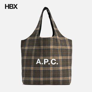 A.P.C. Ninon Tote Bag APC大容量格纹通勤字母单肩托特包女HBX