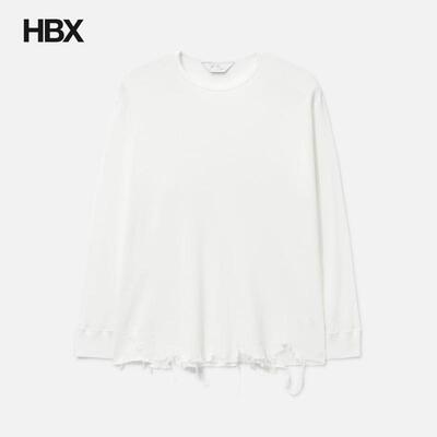 ANCELLM Damage Waffle Crew Long Sleeves T-Shirt 长袖T恤男HBX