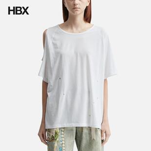 Deinet One-Slit Snap T-Shirts In White 短袖T恤女HBX