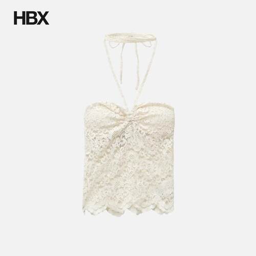 MARKGONG White Lace Halter Neck Top 背心女HBX