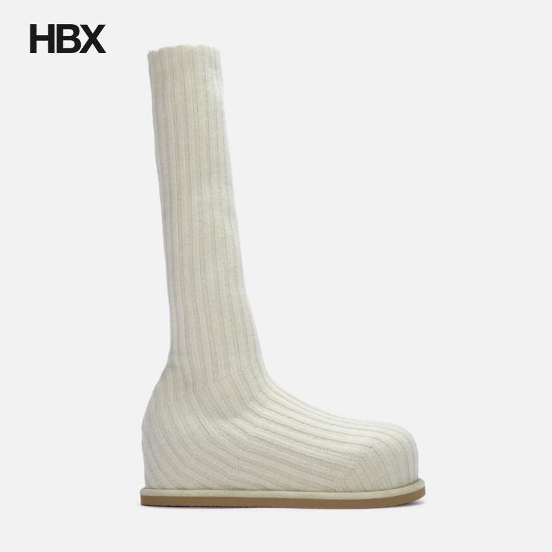 Amina Muaddi Veneda Stretch Boot Flatform 靴女HBX