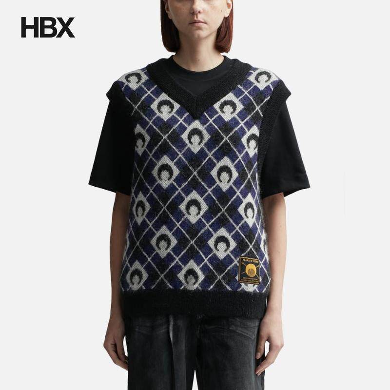 Marine Serre Moon Argyle Knit Vest香港特别行政区官网直邮进口