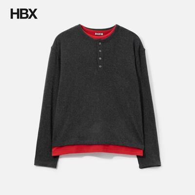 COOR Hairy Henley Neck Layered T-Shirt 长袖T恤男HBX