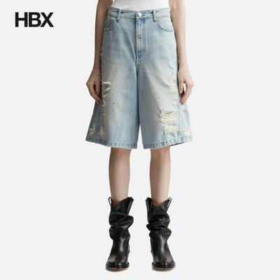 Lesugiatelier Crystal-embellished Ripped 牛仔短裤女HBX
