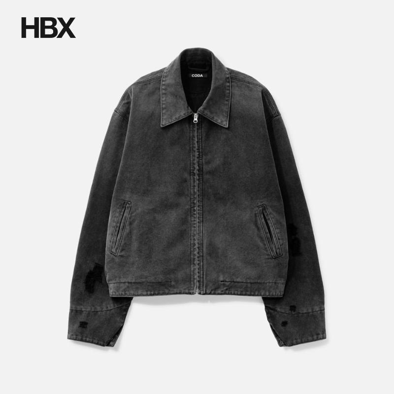 CODA Faded Black Damaged Canvas Crew Jacket 外套男HBX
