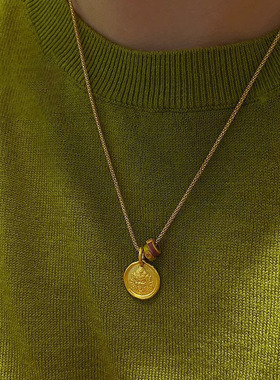 法国capinkofin色经典黄财神扎基拉姆跑环金色坠项链套装轻奢