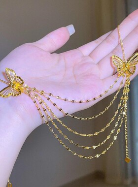 法国capinkofin色镂空蝴蝶蕾丝流苏项链女轻奢小众时尚高级感
