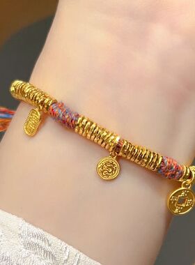 法国CapinKofin古法金色福牌盘缠手链女时尚复古民族风气质手串