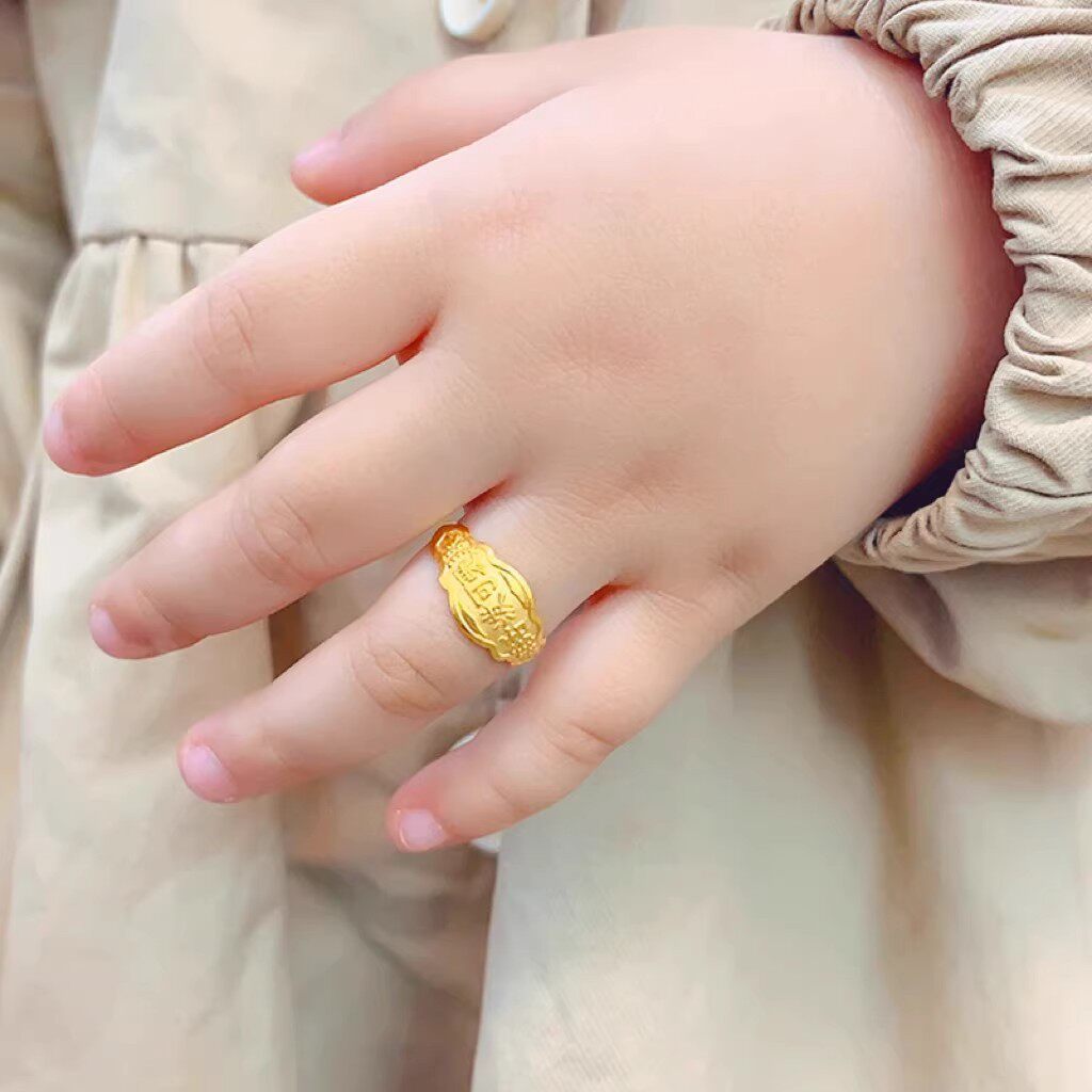 法国capinkofin儿童款宝宝金色复古戒指寓意聪明宝贝婴儿满月周岁